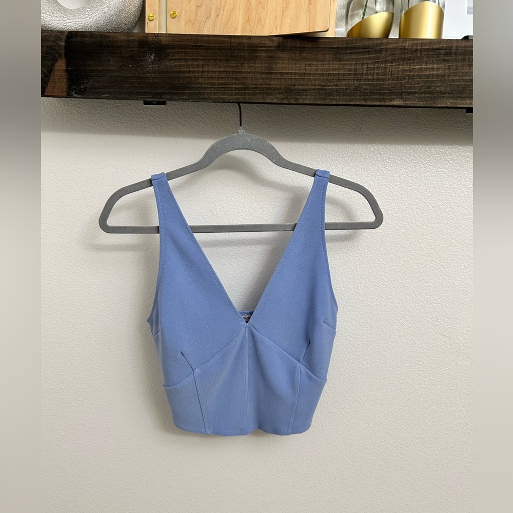 Abercrombie & Fitch Blue Plunge Corset Tank Top
